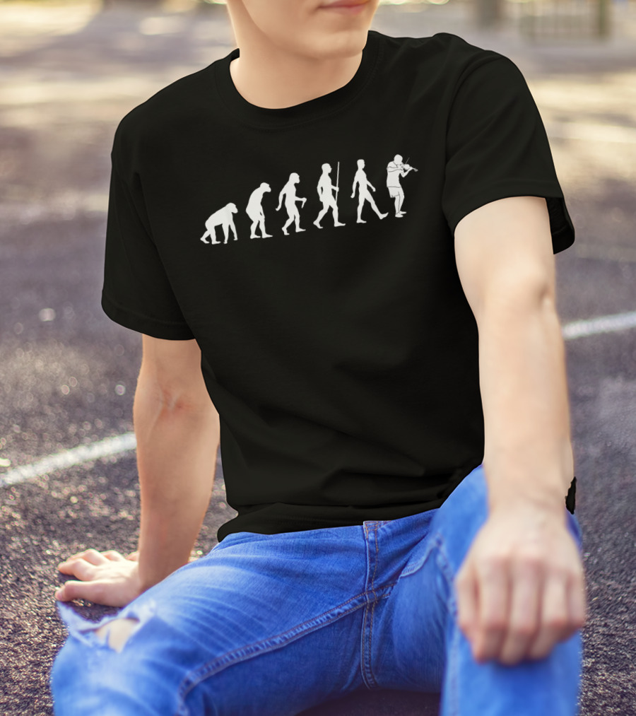 Evolution Of Humans To Violin Classic Music Instrument Player T-Shirt