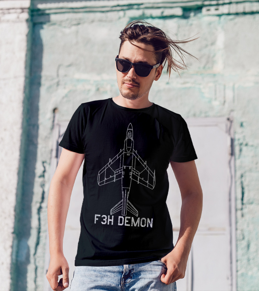 F3H Demon Jet Fighter Plane Classic USA Navy Aviation T-Shirt