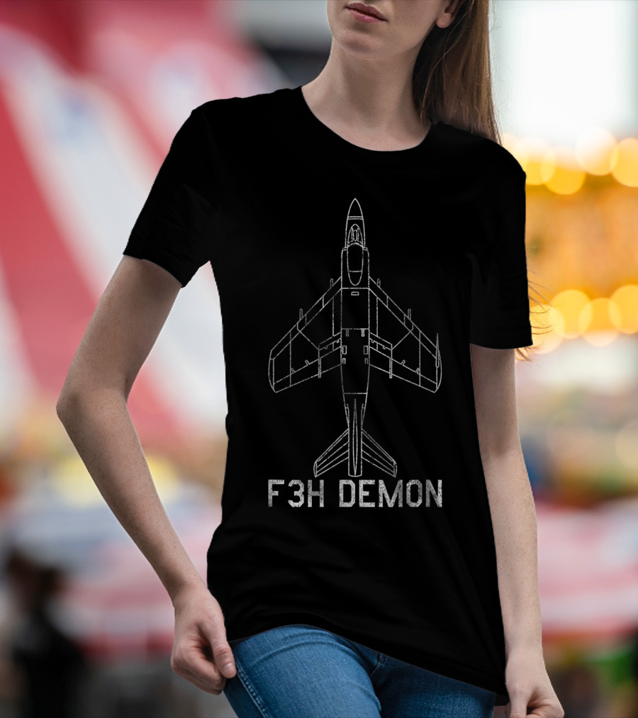 F3H Demon Jet Fighter Plane Classic USA Navy Aviation T-Shirt