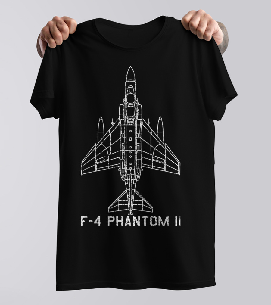 F-4 Phantom II Jet Fighter Bomber Classic USA Blueprint T-Shirt