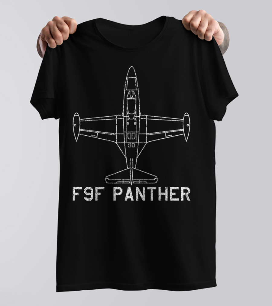 F9F Panther Jet Fighter Plane Classic USA Blueprint T-Shirt