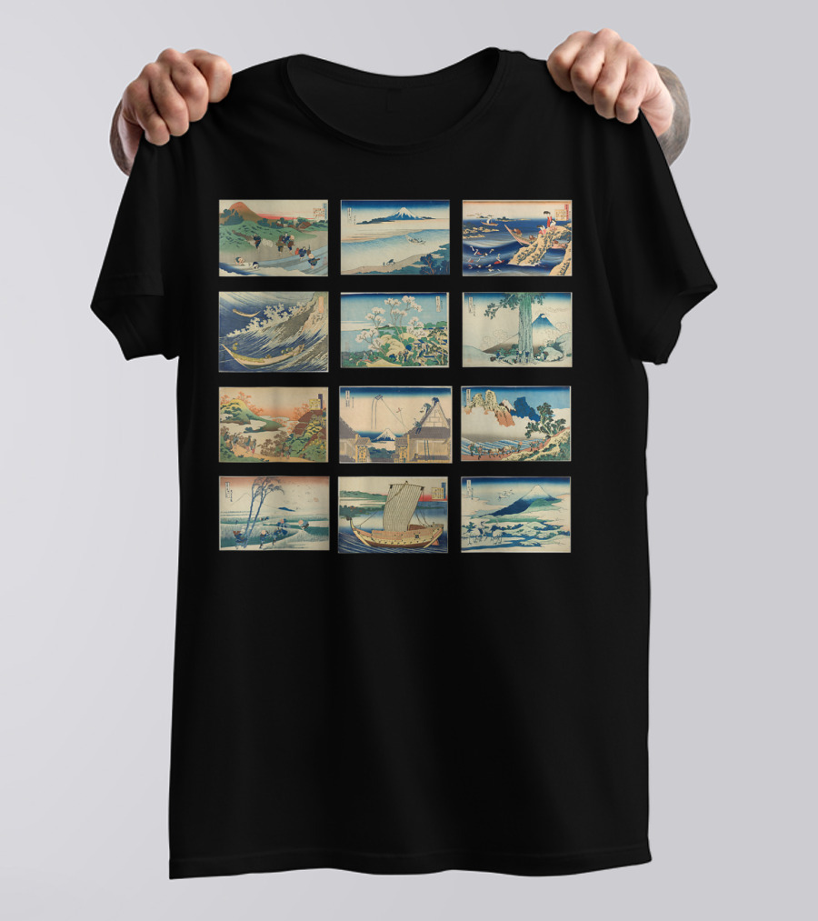 Famous Vintage Japanese Classics Ukiyo-e Wave And Mount Fuji T-Shirt