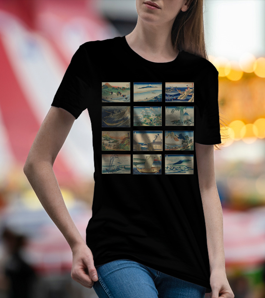 Famous Vintage Japanese Classics Ukiyo-e Wave And Mount Fuji T-Shirt