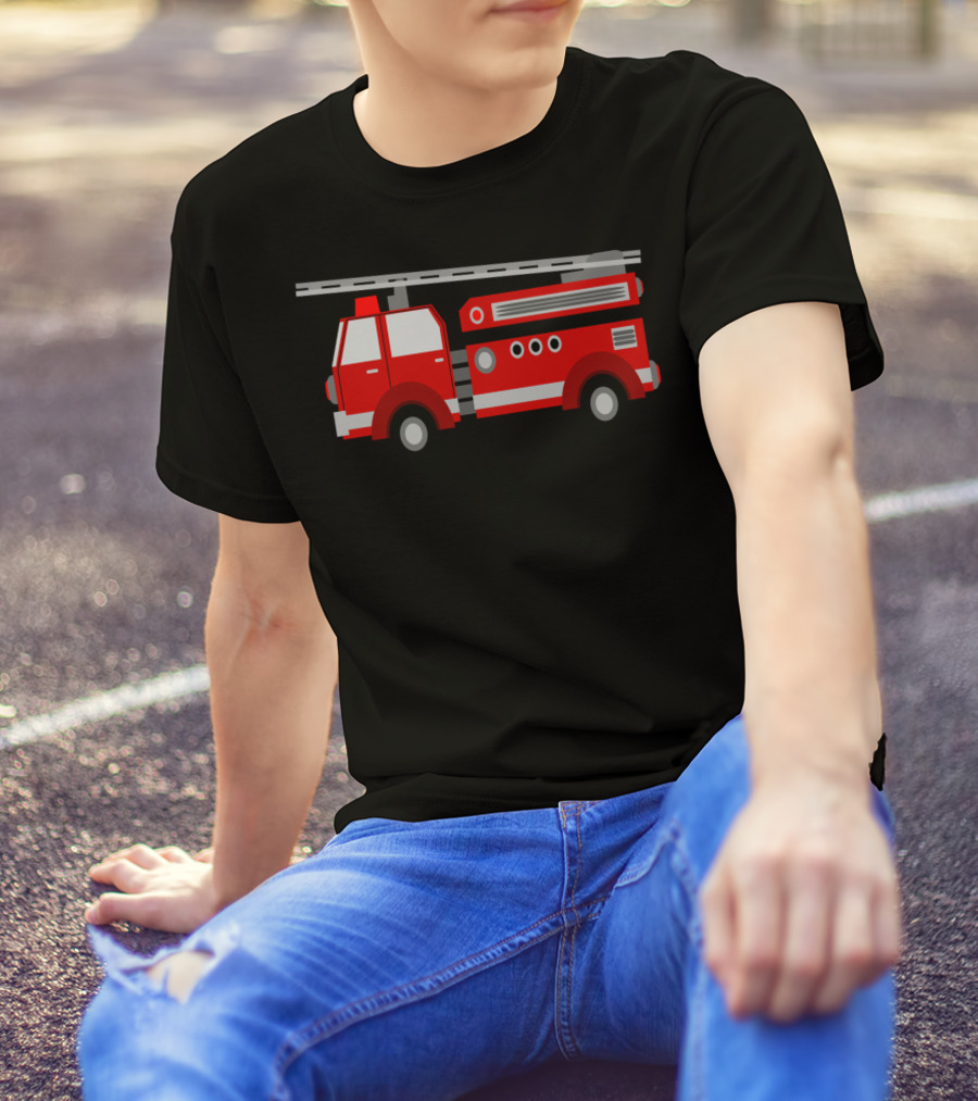 Fire Truck Red Classic Illustrated Pumper Engine Vehicle T-Shirt