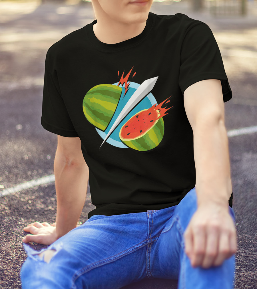 Fruit Ninja Watermelon Slice With Sword T-Shirt