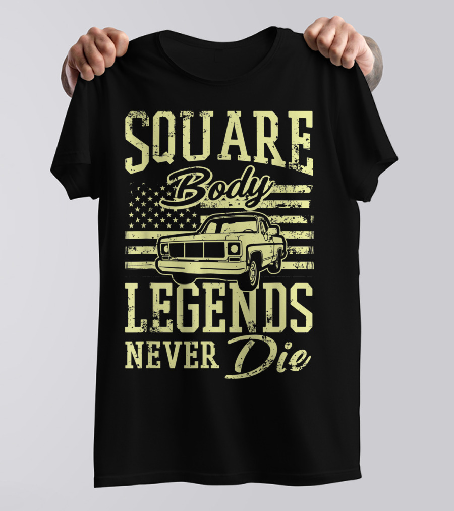 SQUARE Body Legends Never Die American Flag Classic Truck T-Shirt