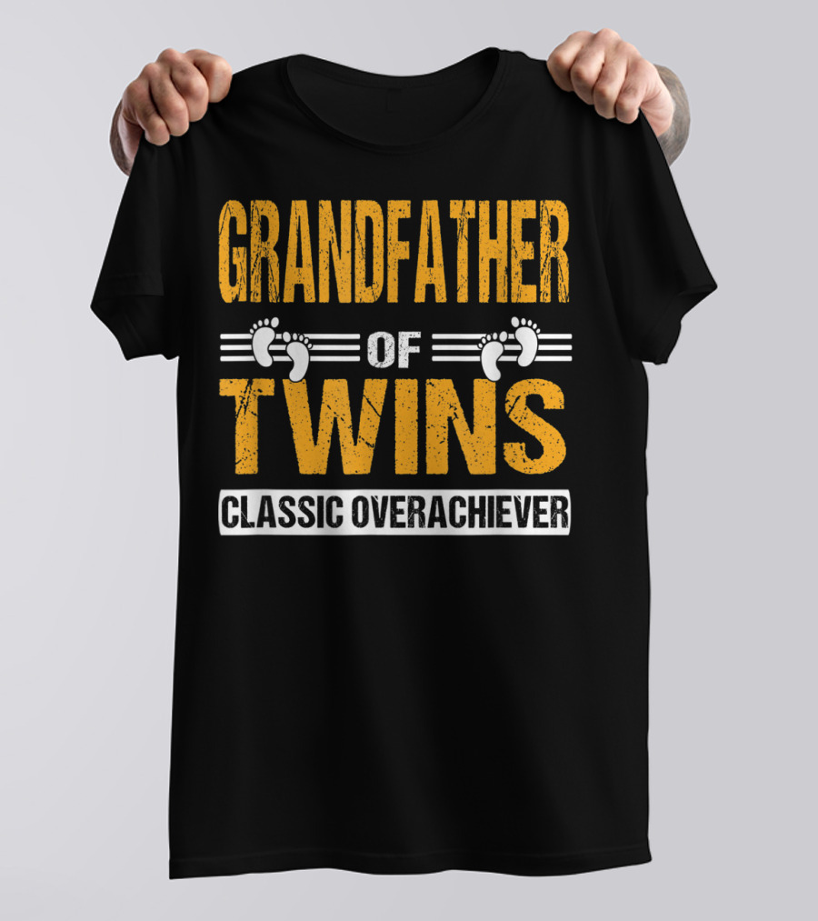 Grandfather Of Twins Classic Overachiever Footprints T-Shirt