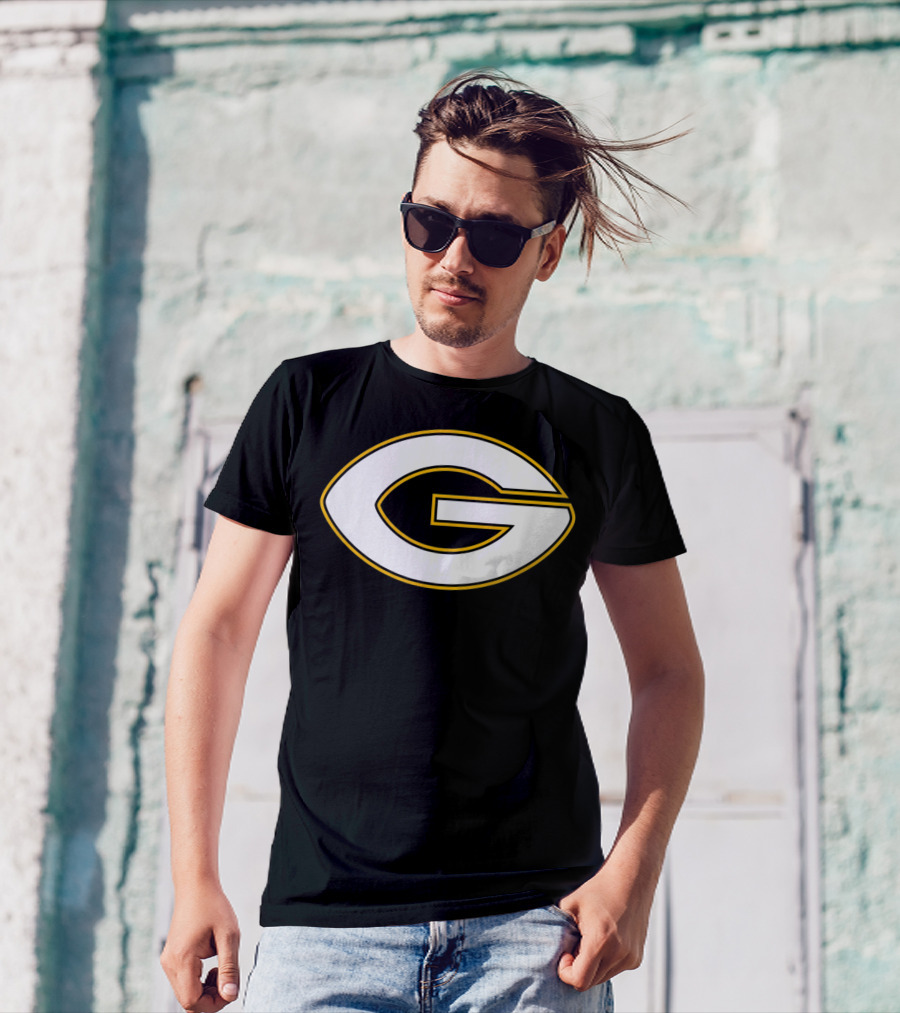 Green Bay Packers Football Shape Letter G T-Shirt