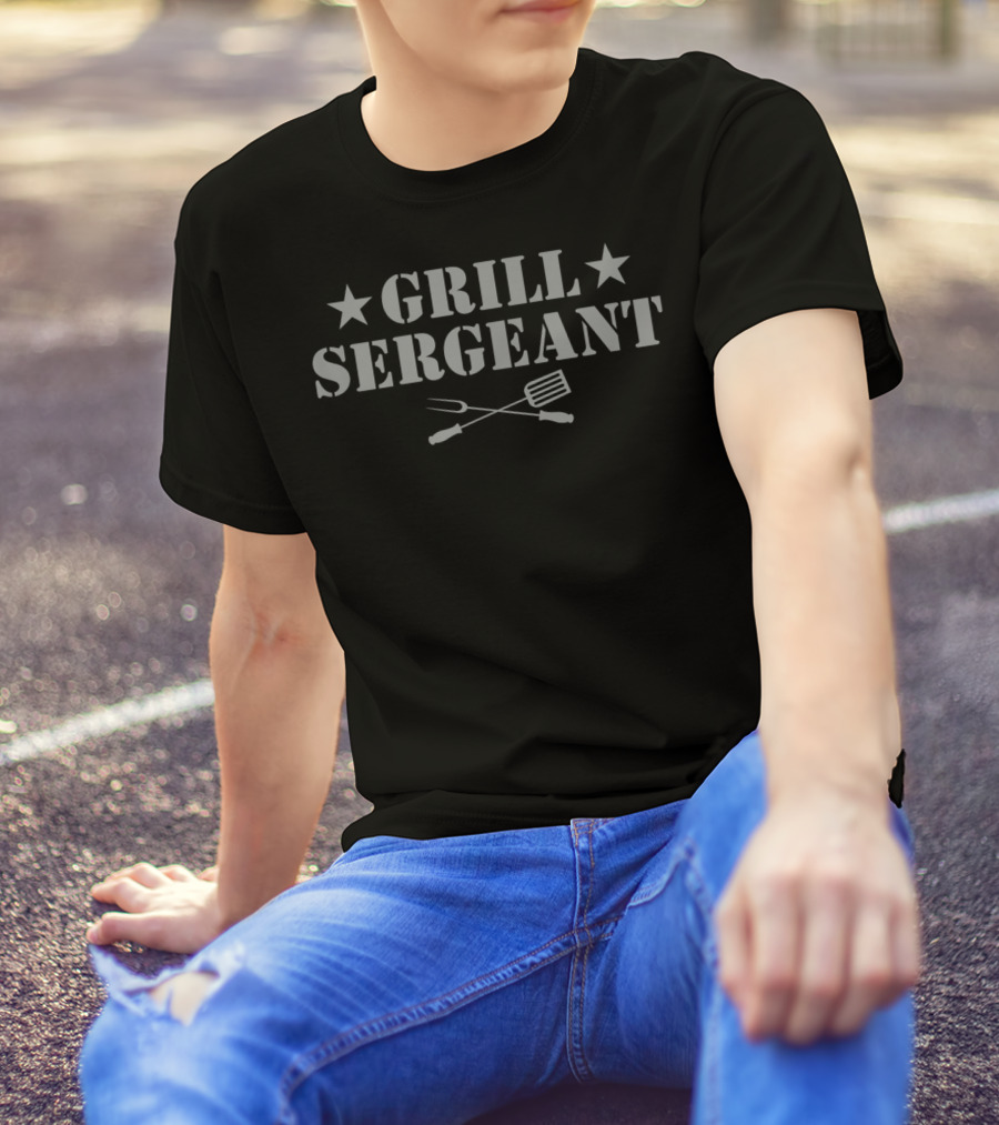 Grill Sergeant Stars Utensils Classic Look Soft Touch T-Shirt