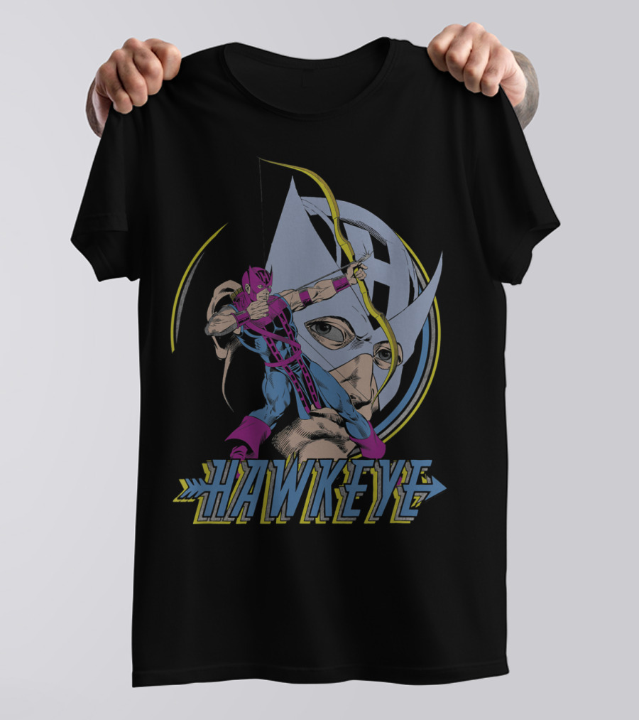 Hawkeye Ready Aim Fire Classic Marvel Archery Action T-Shirt
