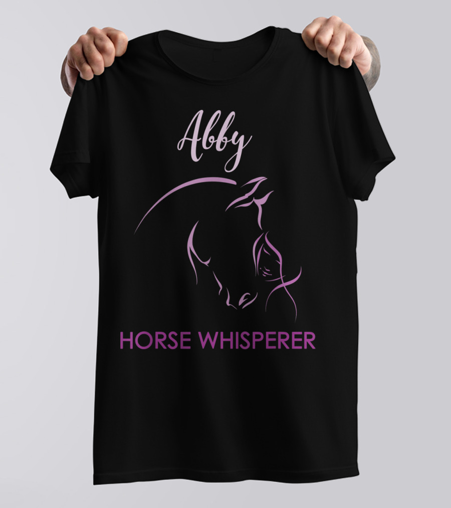 Abby Horse Whisperer Personalized Name Elegant Purple Horse Outline T-Shirt