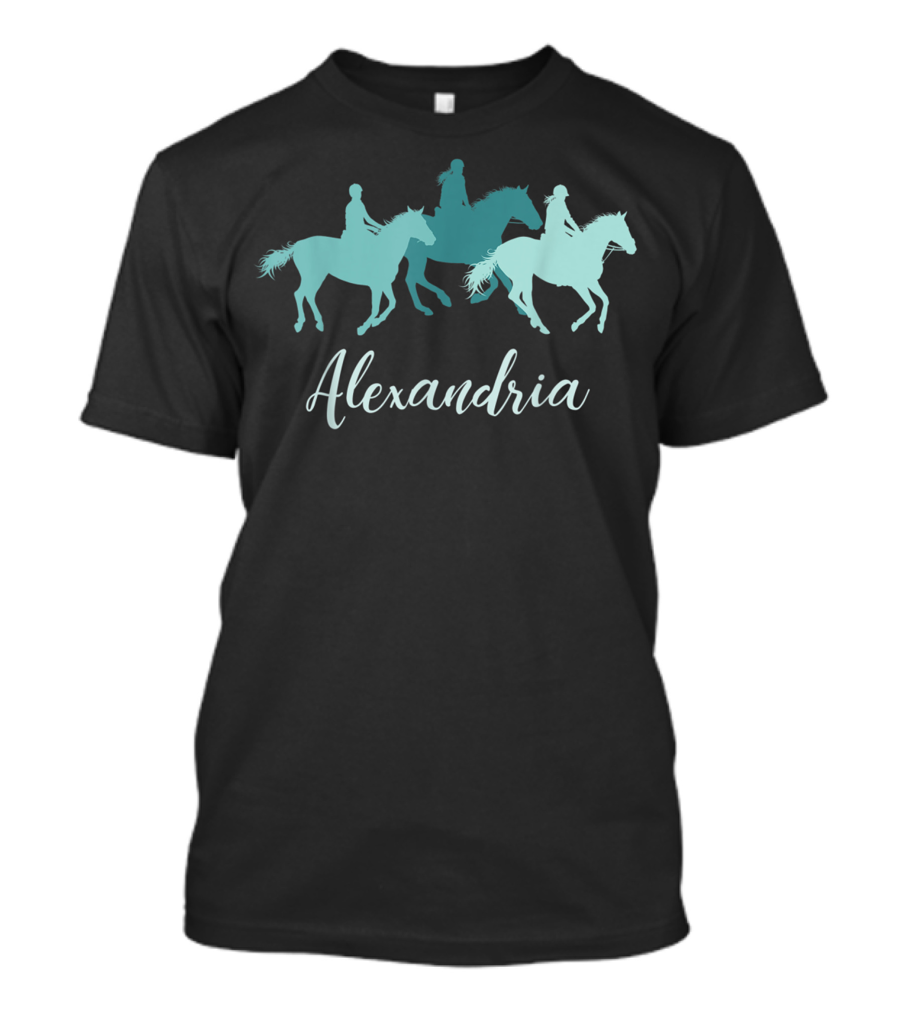 Alexandria Horse Girl Equestrian Silhouette Personalized T-Shirt