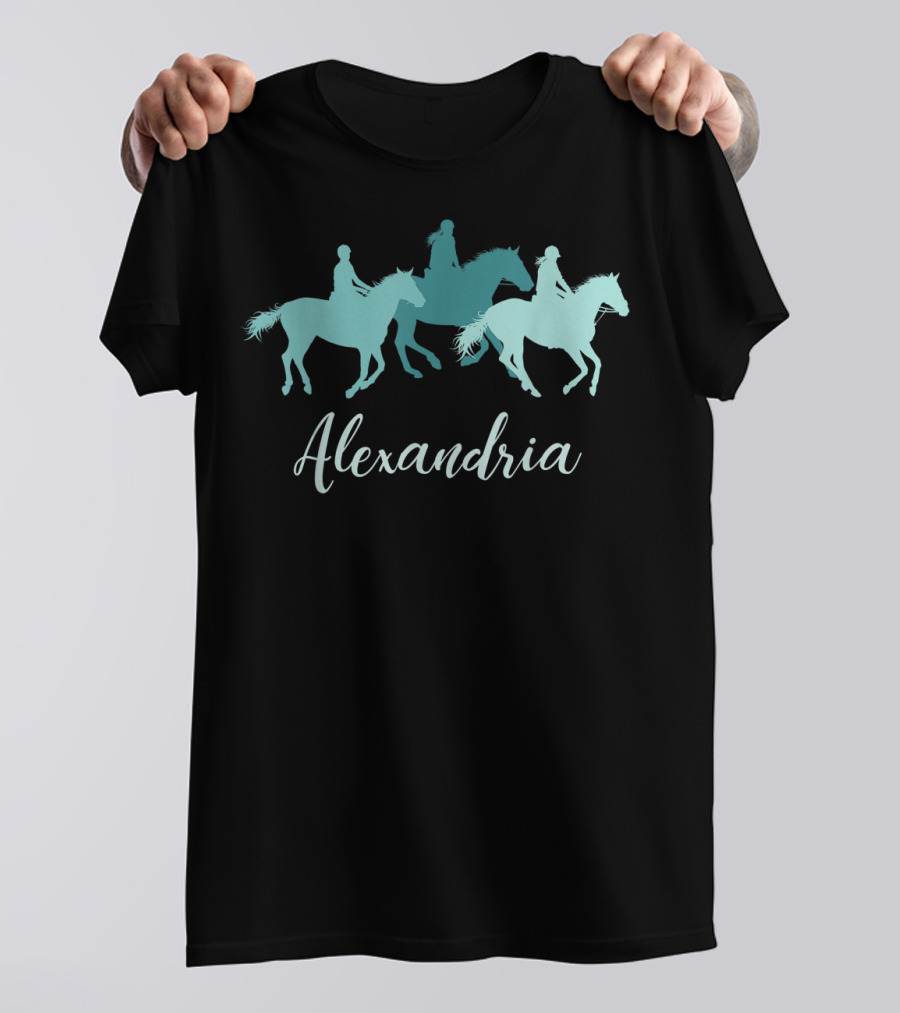 Alexandria Horse Girl Equestrian Silhouette Personalized T-Shirt