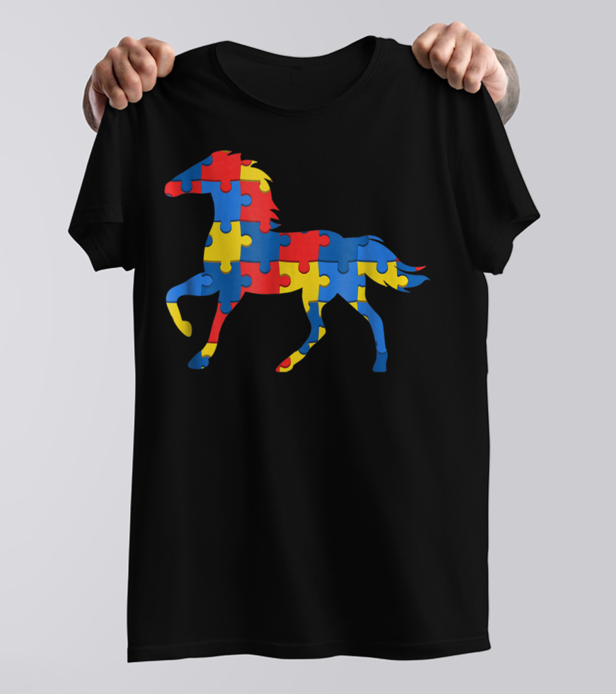 Autism Awareness Horse Puzzle Piece T-Shirt