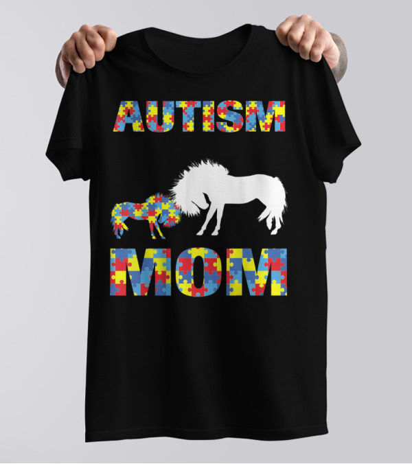 AUTISM MOM Horse Puzzle Piece T-Shirt