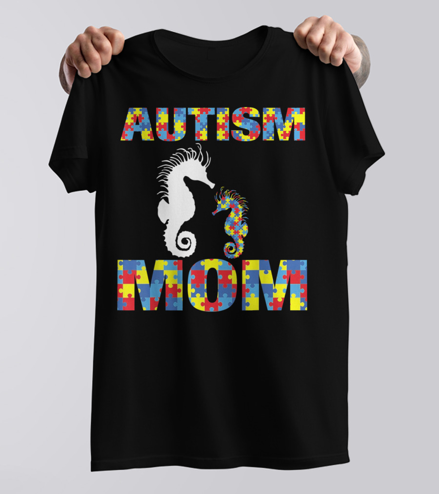 Autism Mom Seahorse Puzzle Piece T-Shirt