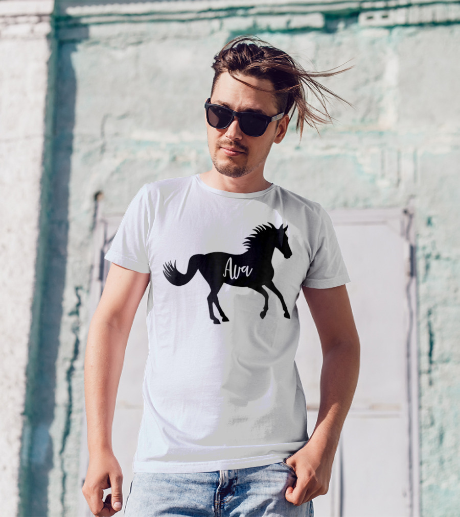 Ava Horse Animal Silhouette Personalized Name T-Shirt