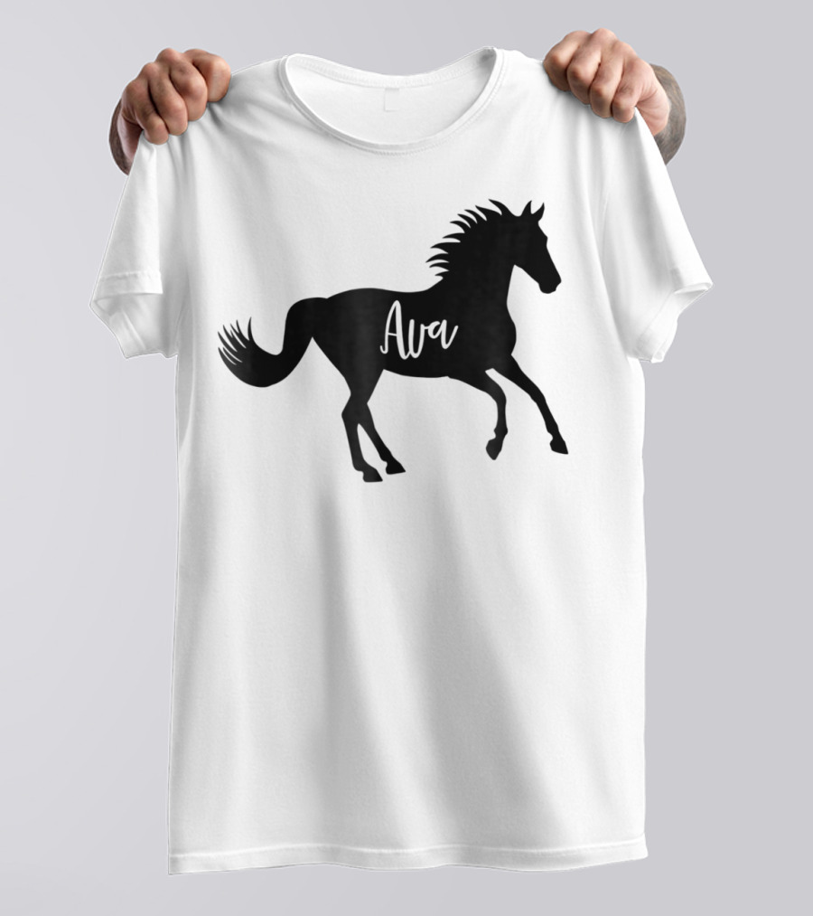 Ava Horse Animal Silhouette Personalized Name T-Shirt
