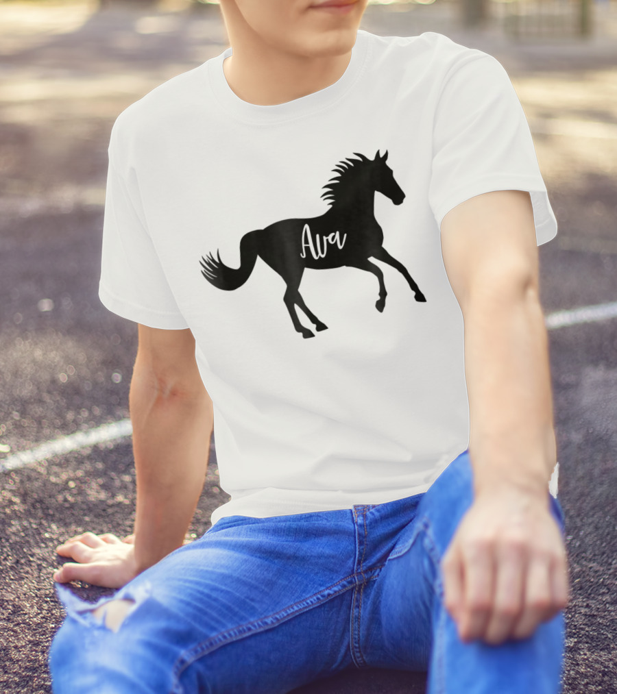 Ava Horse Animal Silhouette Personalized Name T-Shirt