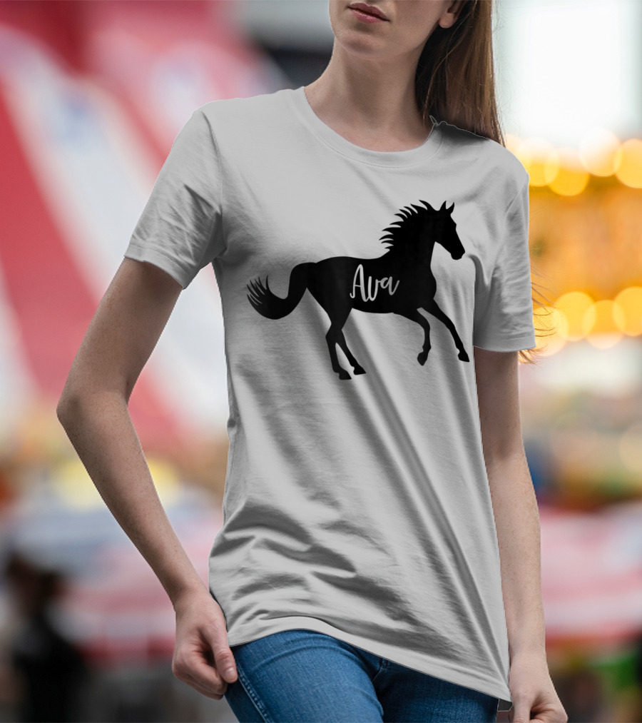 Ava Horse Animal Silhouette Personalized Name T-Shirt