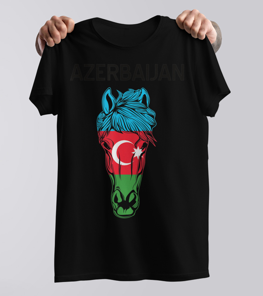 Azerbaijan Horse Head With Azerbaijan Flag T-Shirt