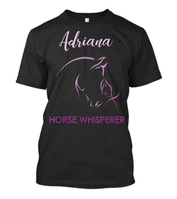 Adriana Horse Whisperer Elegant Script With Purple Horse Outline T-Shirt