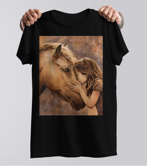 Amazing Horse Girl Tenderly Embraces Horse T-Shirt