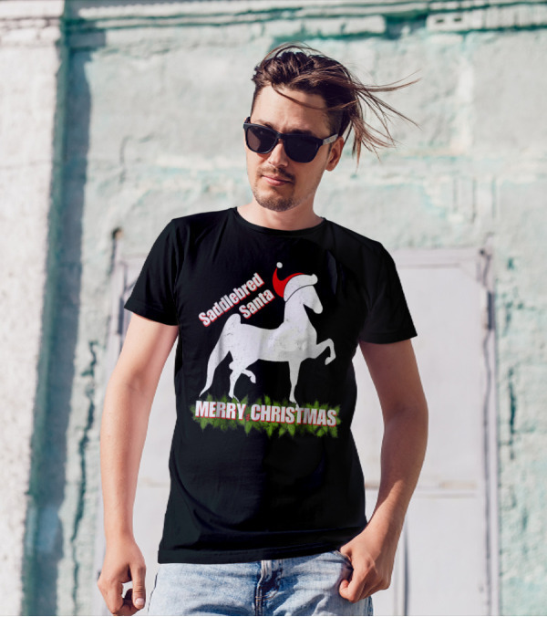 Saddlebred Santa Merry Christmas American Saddlebred Horse Training Gaited BH T-Shirt