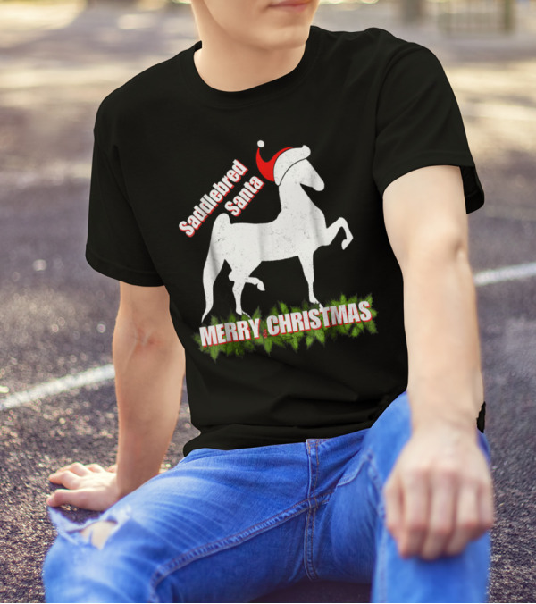 Saddlebred Santa Merry Christmas American Saddlebred Horse Training Gaited BH T-Shirt