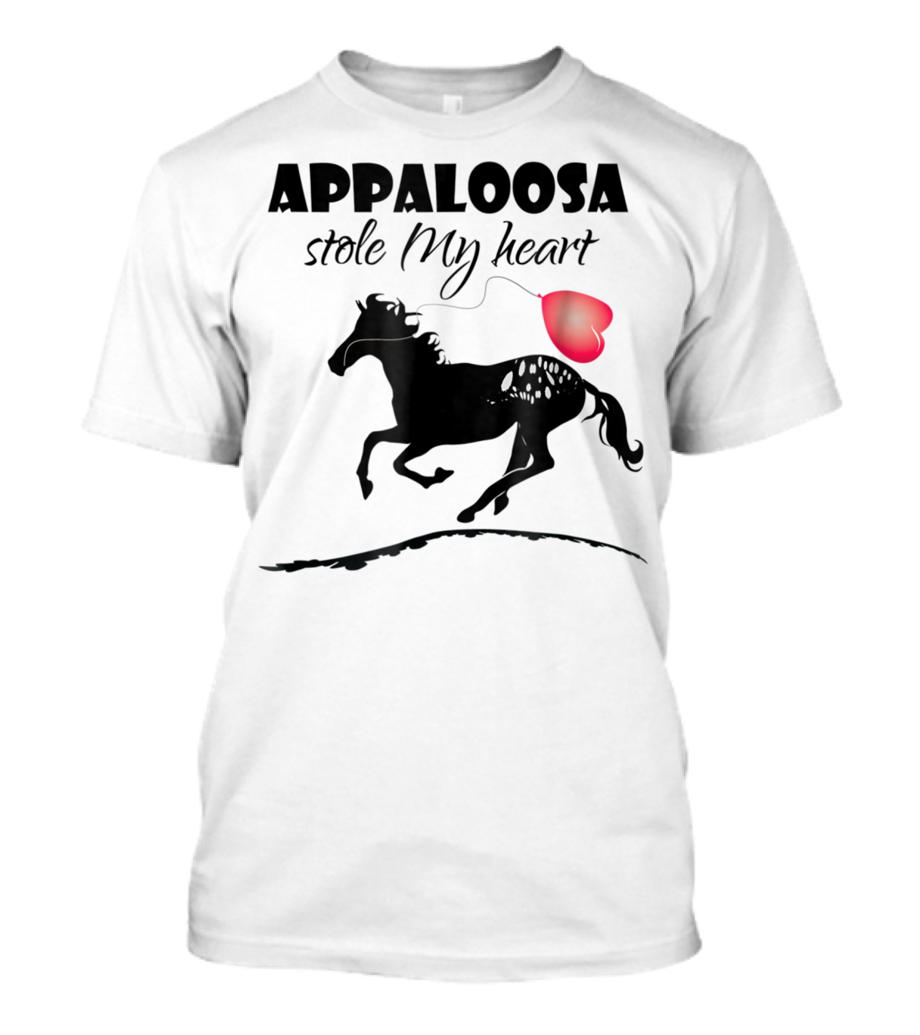 Appaloosa Stole My Heart Horse Lover Black Horse Red Heart Balloon T-Shirt