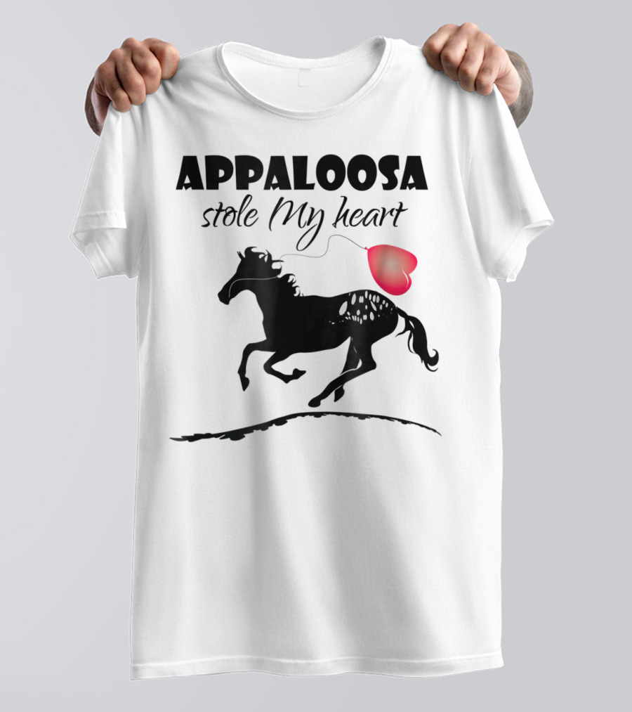 Appaloosa Stole My Heart Horse Lover Black Horse Red Heart Balloon T-Shirt