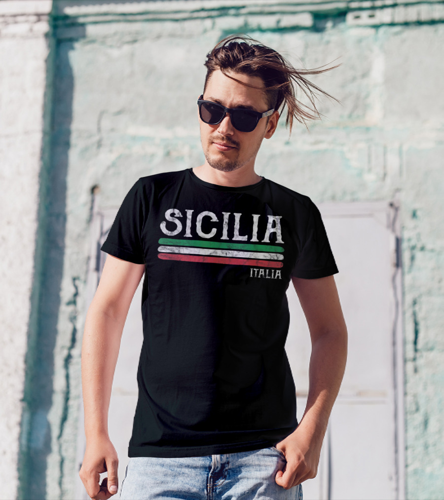 Sicilia Italia Vintage Souvenir Italian Flag T-Shirt