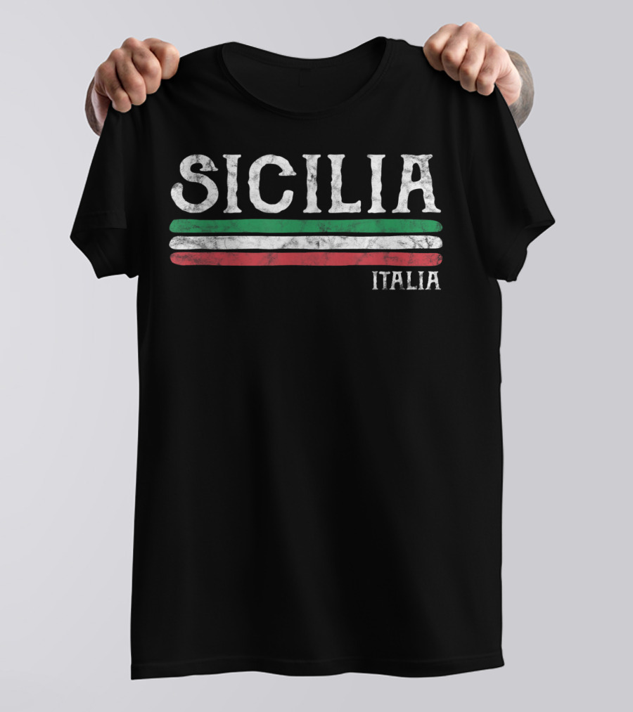 Sicilia Italia Vintage Souvenir Italian Flag T-Shirt