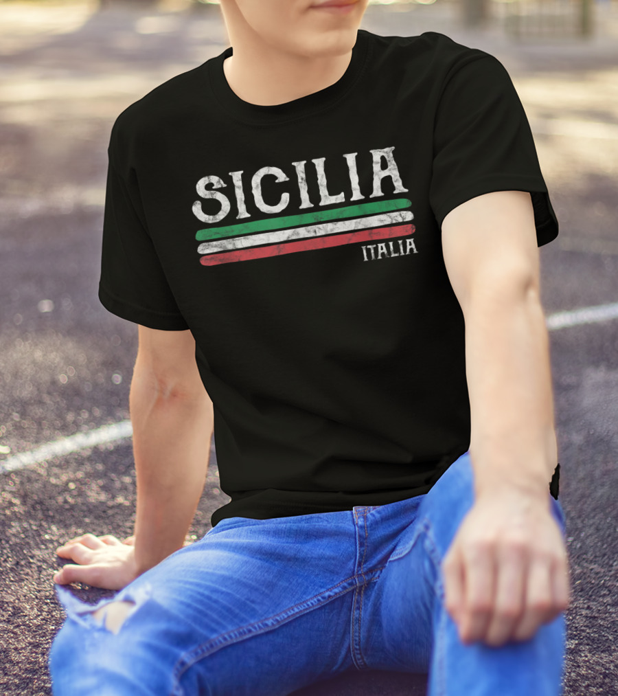 Sicilia Italia Vintage Souvenir Italian Flag T-Shirt