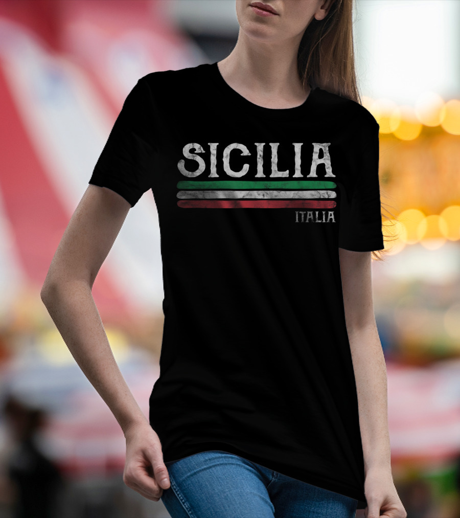 Sicilia Italia Vintage Souvenir Italian Flag T-Shirt
