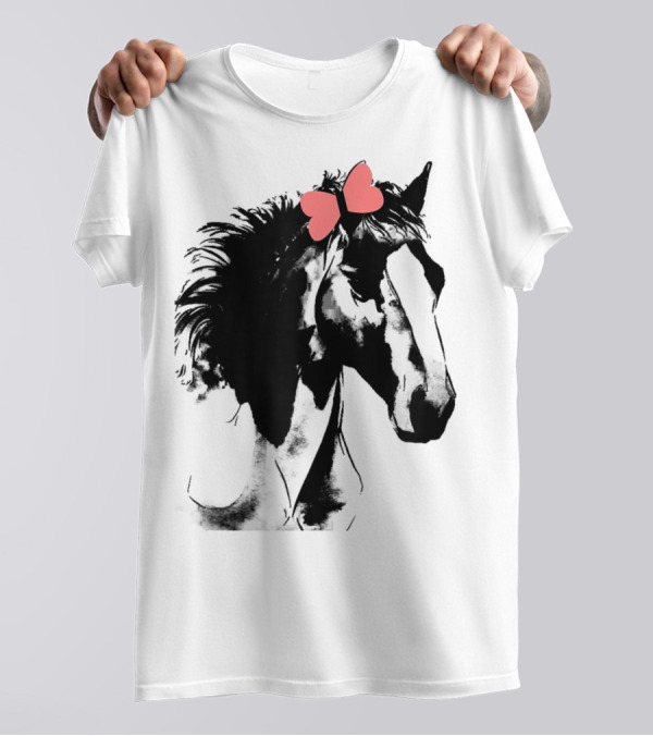 Cute Horse With Pink Bow For Horseback Riding T-Shirt