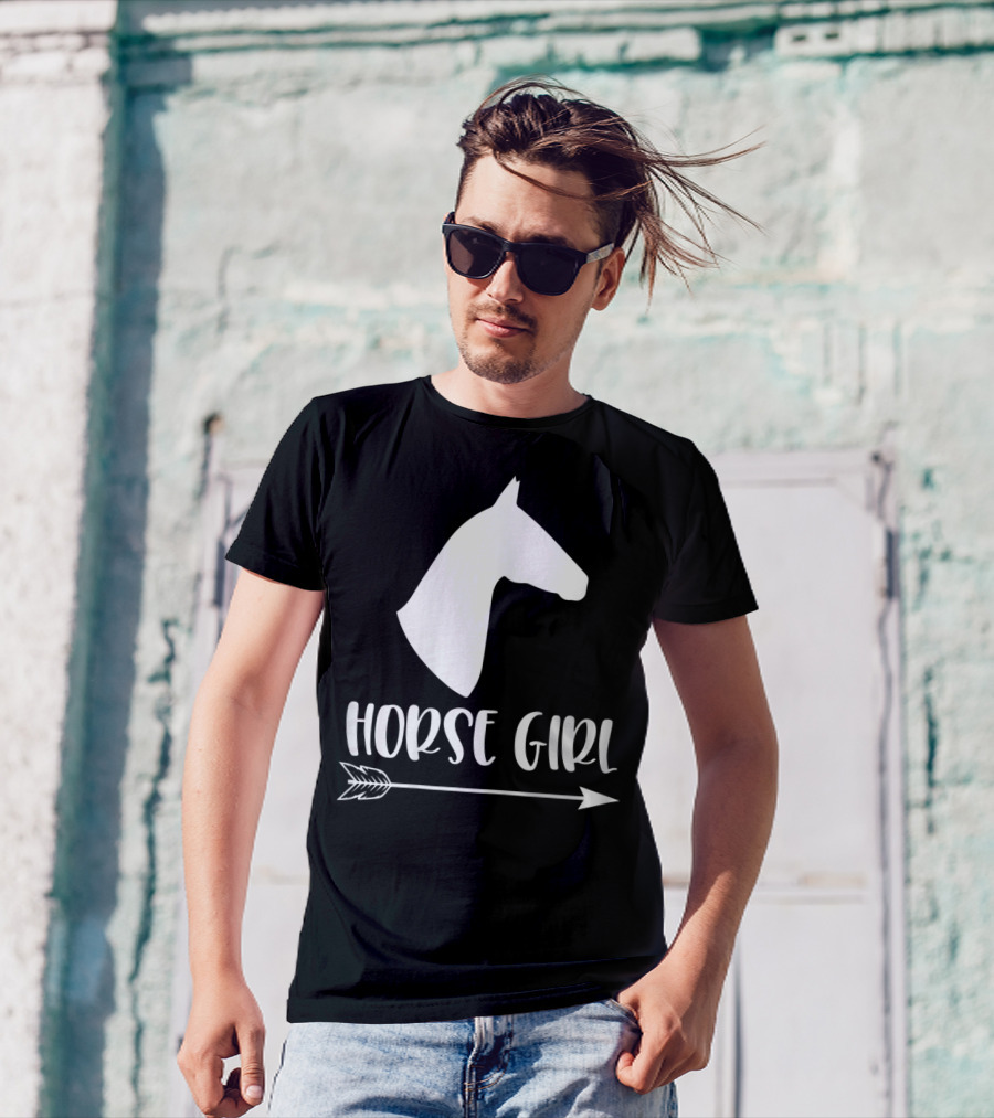 White Horse Girl Silhouette With Arrow I Love My Horses NY T-Shirt