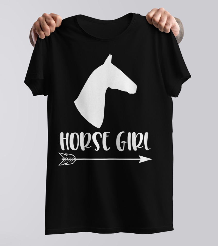 White Horse Girl Silhouette With Arrow I Love My Horses NY T-Shirt