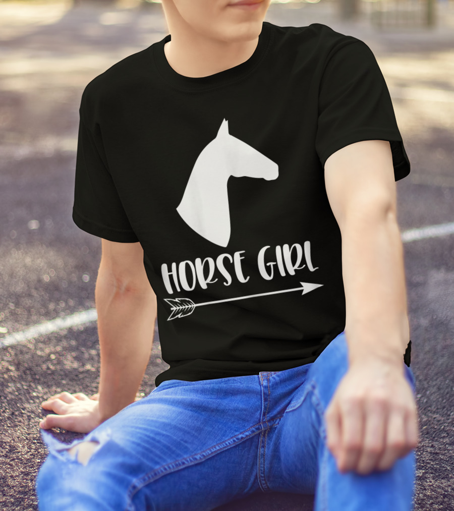 White Horse Girl Silhouette With Arrow I Love My Horses NY T-Shirt