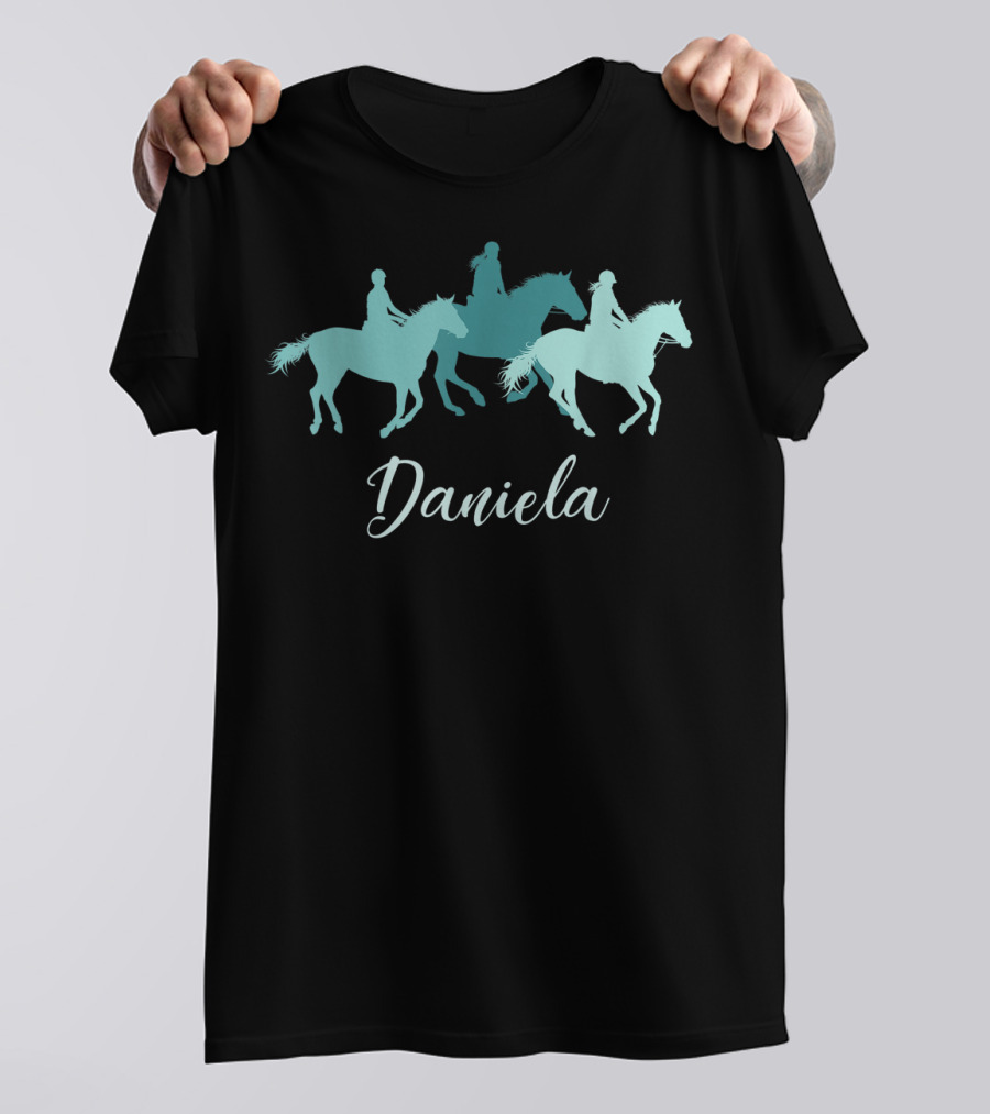 Daniela Horse Girl Rider Silhouette Personalized Name T-Shirt