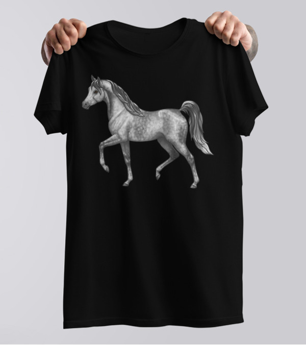 Dapple Gray Trotting Arabian Horse Enthusiast T-Shirt