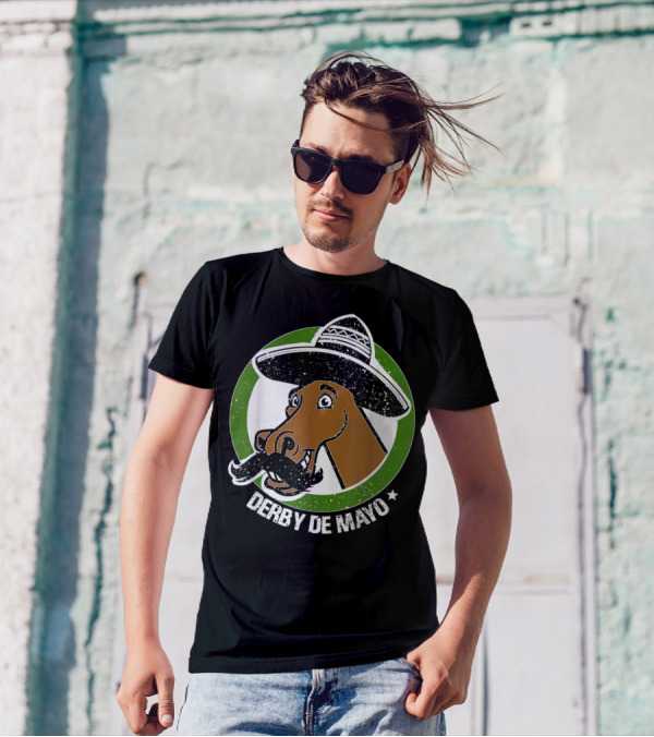 Derby De Mayo Cinco De Mayo Mustached Horse In Sombrero T-Shirt