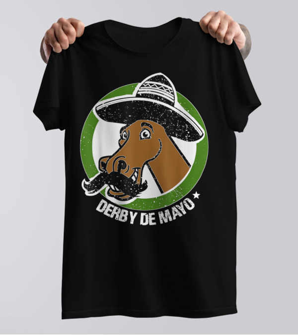 Derby De Mayo Cinco De Mayo Mustached Horse In Sombrero T-Shirt