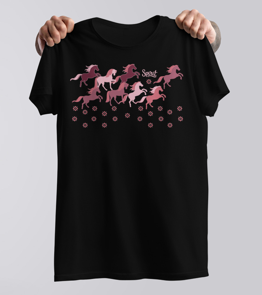 Spirit Riding Free Horses And Flowers T-Shirt
