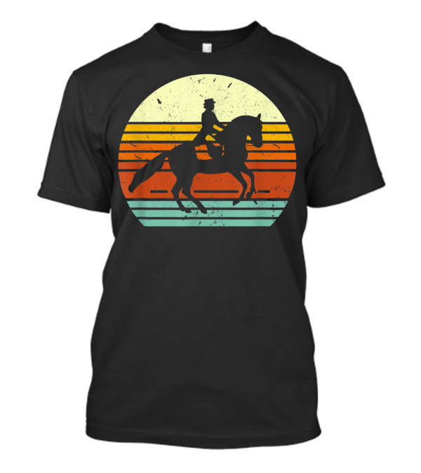Dressage Horse And English Rider Vintage Sunset T-Shirt