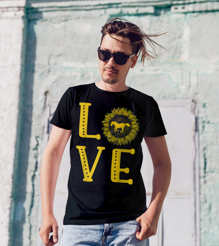 Love Sunflower Horse Lovers Cute Horse Girl T-Shirt
