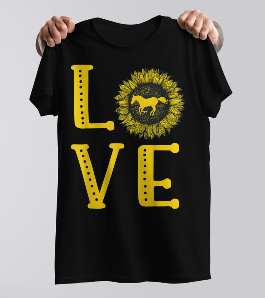 Love Sunflower Horse Lovers Cute Horse Girl T-Shirt