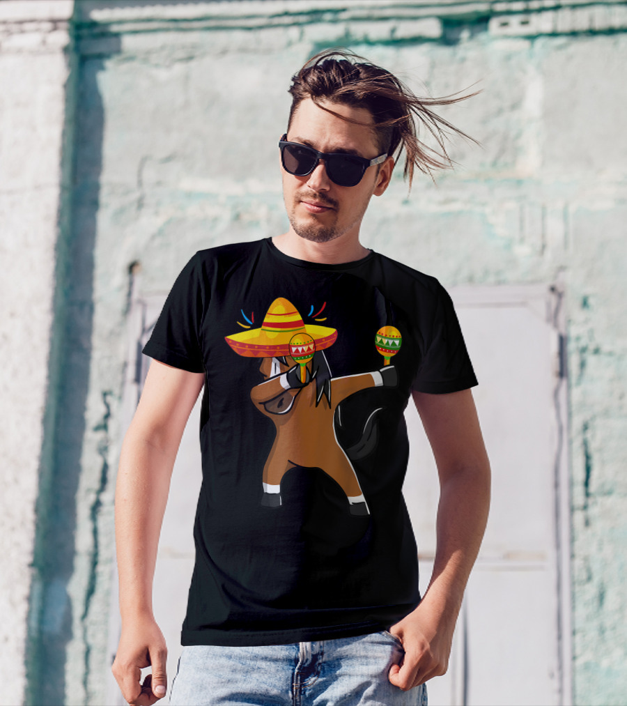 Dabbing Horse Sombrero Maracas Mexican Cinco T-Shirt