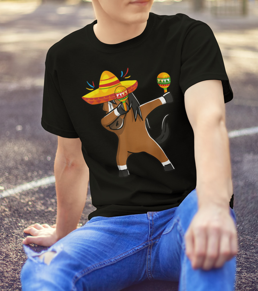 Dabbing Horse Sombrero Maracas Mexican Cinco T-Shirt