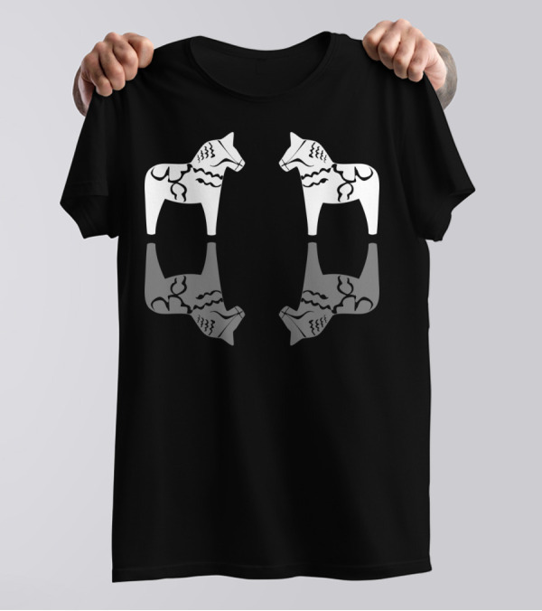 Dala Horses Reflection Swedish Dala Horse T-Shirt
